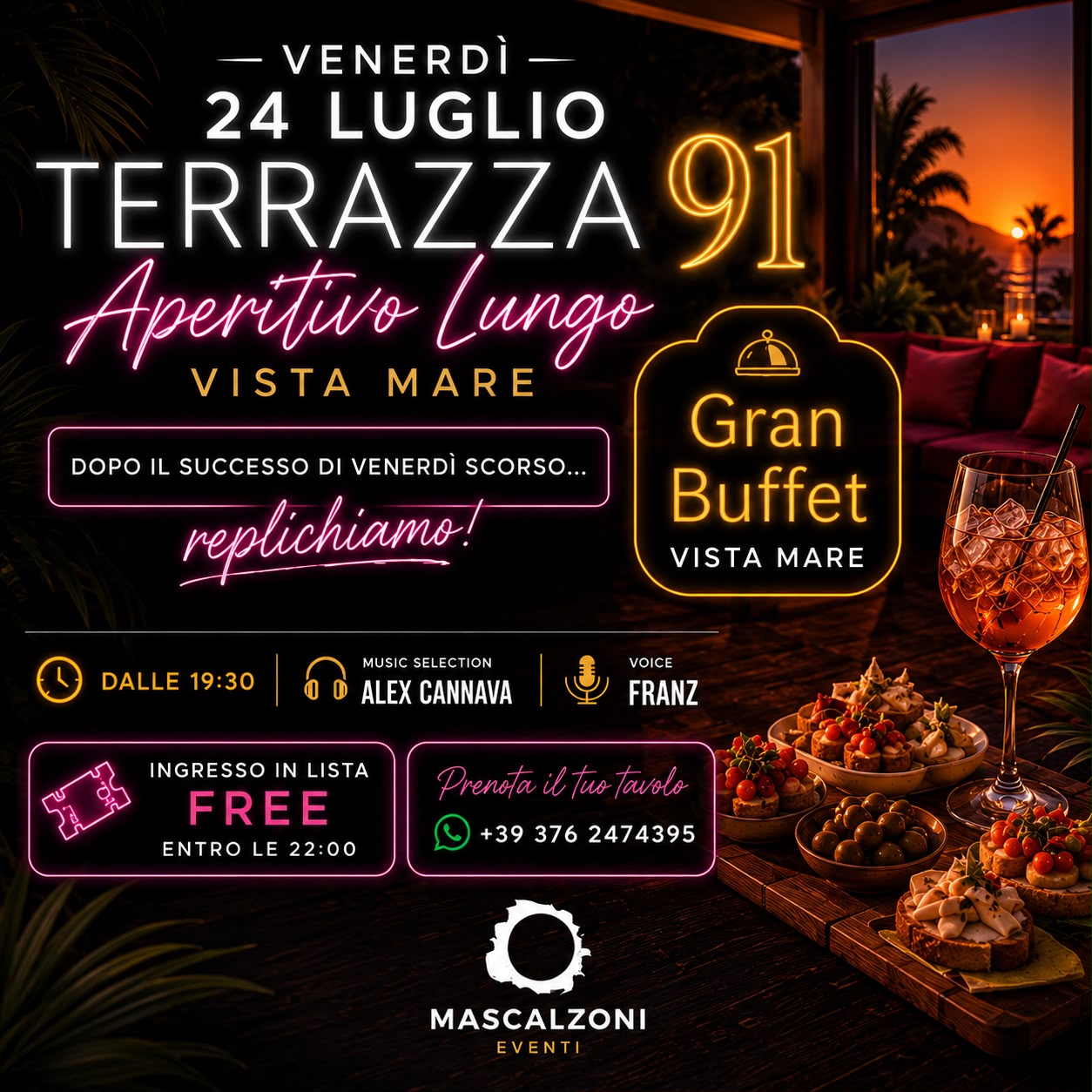 Venerdì 24 Luglio - Aperitivo Vista Mare