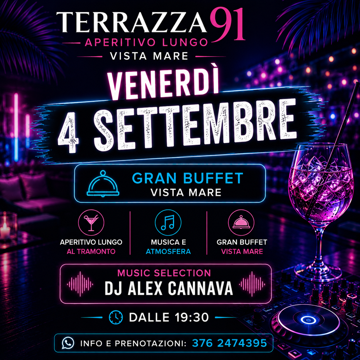 Venerdì 4 Settembre - Aperitivo Vista Mare