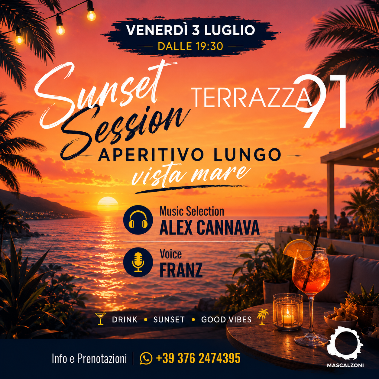 Aperitivo Vista Mare - Terrazza 91 Venerdì 3 Luglio